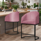 Kit 02 Poltronas Banqueta Decorativa Mia Veludo Base Metal Pr