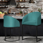 Kit 02 Poltronas Banqueta Decorativa Mia Veludo Base Metal Pr