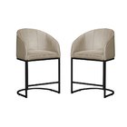 Kit 02 Poltronas Banqueta Decorativa Mia Veludo Base Metal Pr