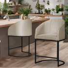 Kit 02 Poltronas Banqueta Decorativa Mia Veludo Base Metal Pr