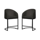 Kit 02 Poltronas Banqueta Decorativa Mia Veludo Base Metal Pr