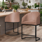 Kit 02 Poltronas Banqueta Decorativa Mia Veludo Base Metal Pr