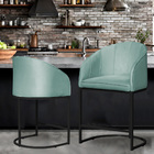 Kit 02 Poltronas Banqueta Decorativa Mia Veludo Base Metal Pr