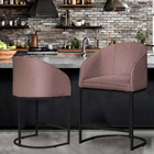 Kit 02 Poltronas Banqueta Decorativa Mia Veludo Base Metal Pr