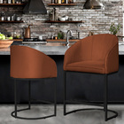 Kit 02 Poltronas Banqueta Decorativa Mia Veludo Base Metal Pr