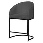 Kit 02 Poltronas Banqueta Estofada Mia Suede Base Metal Preta