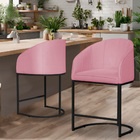 Kit 02 Poltronas Banqueta Estofada Mia Suede Base Metal Preta