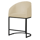 Kit 02 Poltronas Banqueta Estofada Mia Suede Base Metal Preta