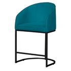 Kit 02 Poltronas Banqueta Estofada Mia Suede Base Metal Preta