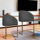 Kit 02 Poltronas Banqueta Mia Decorativa Tecido Suede Base Me