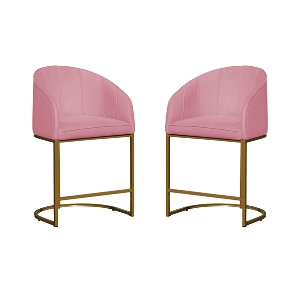 Kit 02 Poltronas Banqueta Mia Decorativa Tecido Suede Base Me