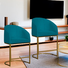 Kit 02 Poltronas Banqueta Mia Decorativa Tecido Suede Base Me