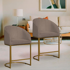 Kit 02 Poltronas Banqueta Mia Decorativa Tecido Suede Base Me