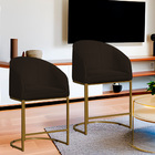 Kit 02 Poltronas Banqueta Mia Decorativa Tecido Suede Base Me