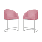 Kit 02 Poltronas Banqueta Mia Estofada Tecido Em Suede Base M