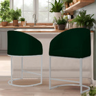 Kit 02 Poltronas Banqueta Mia Estofada Tecido Em Suede Base M