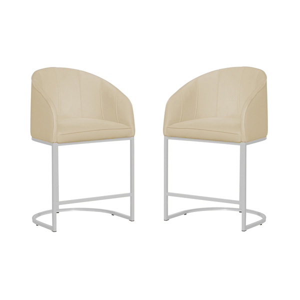 Kit 02 Poltronas Banqueta Mia Estofada Tecido Em Suede Base M