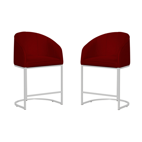 Kit 02 Poltronas Banqueta Mia Estofada Tecido Em Suede Base M