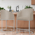 Kit 02 Poltronas Banqueta Mia Estofada Tecido Em Suede Base M