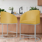 Kit 02 Poltronas Banqueta Mia Estofada Tecido Em Suede Base M