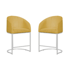 Kit 02 Poltronas Banqueta Mia Estofada Tecido Em Suede Base M