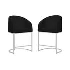 Kit 02 Poltronas Banqueta Mia Estofada Tecido Em Suede Base M