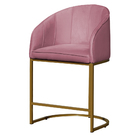 Kit 02 Poltronas Banqueta Mia Estofada Tecido Veludo Base Met