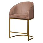 Kit 02 Poltronas Banqueta Mia Estofada Tecido Veludo Base Met