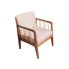 Kit 02 Poltronas Barcelona Linho Salmão Com Corda Náutica Cha