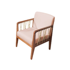 Kit 02 Poltronas Barcelona Linho Salmão Com Corda Náutica Cha