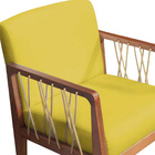 Kit 02 Poltronas Barcelona Suede Amarelo Com Corda Náutica Ch