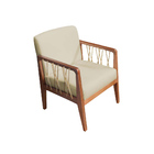 Kit 02 Poltronas Barcelona Suede Bege Com Corda Náutica Champ