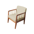 Kit 02 Poltronas Barcelona Suede Bege Com Corda Náutica Champ