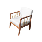 Kit 02 Poltronas Barcelona Suede Branco Com Corda Náutica Cha