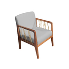 Kit 02 Poltronas Barcelona Suede Cinza Grafite Com Corda Náut