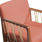 Kit 02 Poltronas Barcelona Suede Com Corda Náutica Champagne