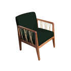 Kit 02 Poltronas Barcelona Suede Com Corda Náutica Champagne