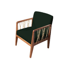 Kit 02 Poltronas Barcelona Suede Com Corda Náutica Champagne