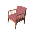 Kit 02 Poltronas Barcelona Suede Com Corda Náutica Champagne