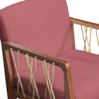 Kit 02 Poltronas Barcelona Suede Com Corda Náutica Champagne