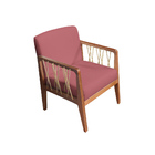 Kit 02 Poltronas Barcelona Suede Com Corda Náutica Champagne