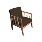 Kit 02 Poltronas Barcelona Suede Com Corda Náutica Champagne