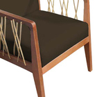 Kit 02 Poltronas Barcelona Suede Com Corda Náutica Champagne