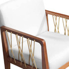 Kit 02 Poltronas Barcelona Suede Com Corda Náutica Champagne