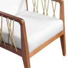 Kit 02 Poltronas Barcelona Suede Com Corda Náutica Champagne