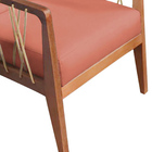 Kit 02 Poltronas Barcelona Suede Coral Com Corda Náutica Cham