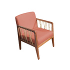 Kit 02 Poltronas Barcelona Suede Coral Com Corda Náutica Cham