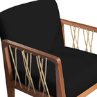 Kit 02 Poltronas Barcelona Suede Preto Com Corda Náutica Cham