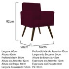 Kit 02 Poltronas Beatriz Palito Tabaco Suede Bordô - Amarena