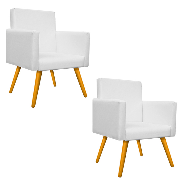 Kit 02 Poltronas Beatriz Pés Palitos Mel Corano - Doce Sonho